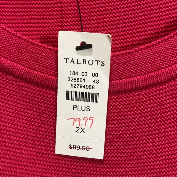 TALBOTS PLUS, 2X, Classy & Gorgeous, Long Sleeve Pullover Sweater Top, Pink, NWT - Picture 6 of 14
